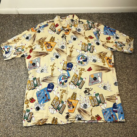 VTG Warner Bros Reyn Spooner Hawaiian Shirt Looney Tunes Bowling Shirt Mens 3XL